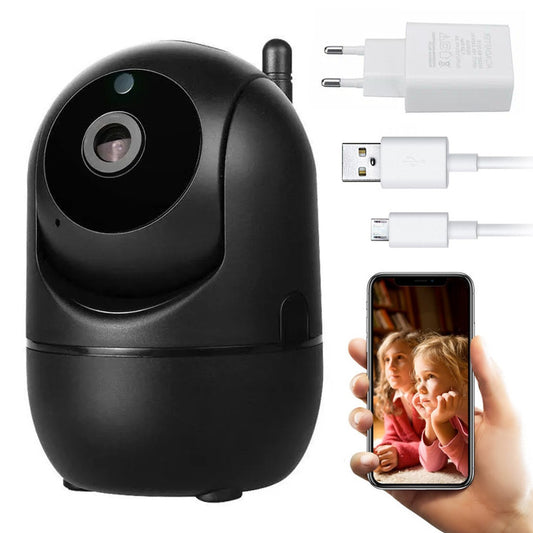 Поворотна IP камера відеоспостереження з WiFi, 1080P, YCC365Plus, Чорний / Бездротова відеокамера / Відеоняня