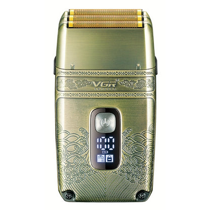 Електробритва шейвер VGR V-335 від USB, з LED дисплеєм / Професійна бритва з трьома ножовими блоками