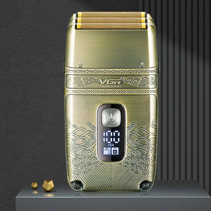 Електробритва шейвер VGR V-335 від USB, з LED дисплеєм / Професійна бритва з трьома ножовими блоками