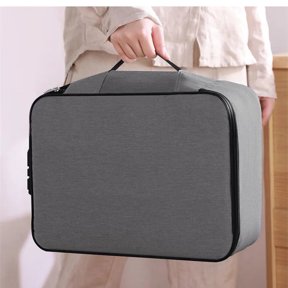 Органайзер для документів з кодовим замком (37х10,5х27 см), Home Cleaning, Сіра / Дорожня сумка для зберігання документів