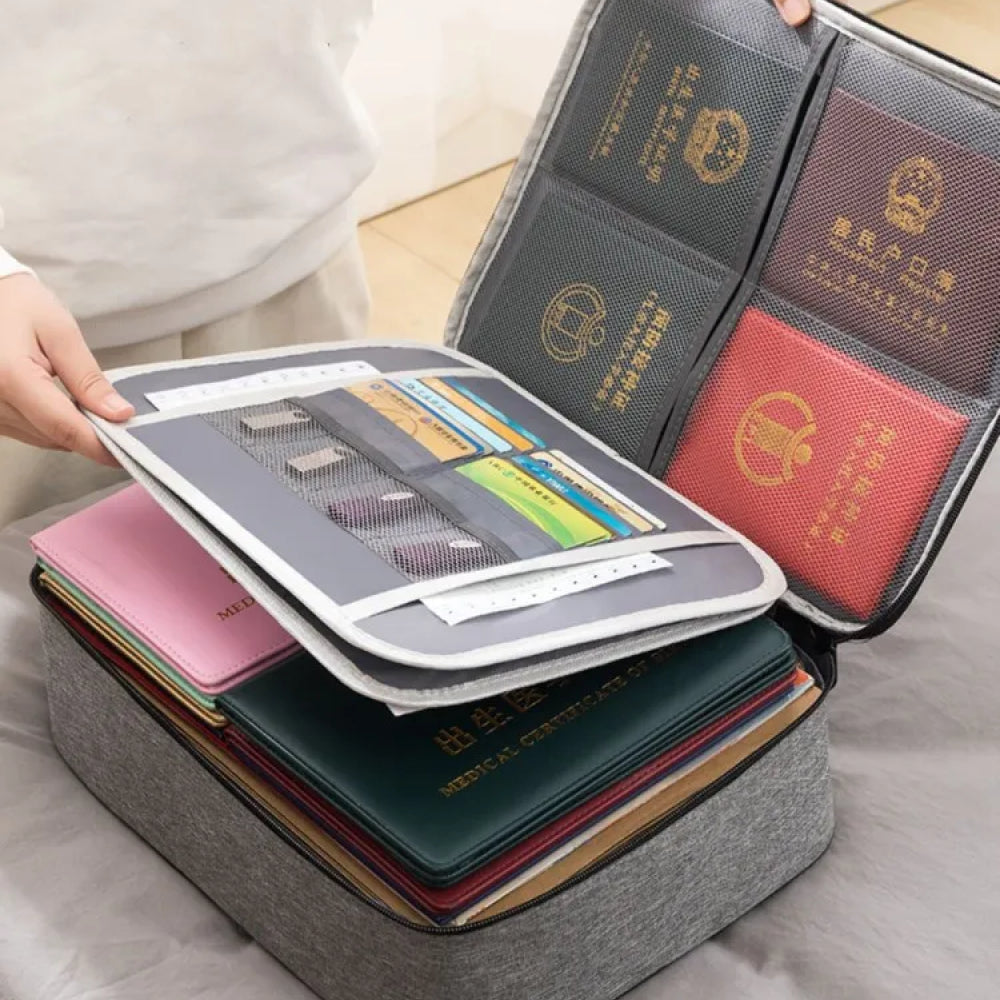 Органайзер для документів з кодовим замком (37х10,5х27 см), Home Cleaning, Сіра / Дорожня сумка для зберігання документів