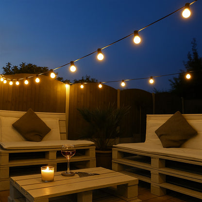 Гірлянда Лампочки 10шт від мережі 10м для вулиці, Xmas + з'єднувач, Теплий білий / Водонепроникна гірлянда
