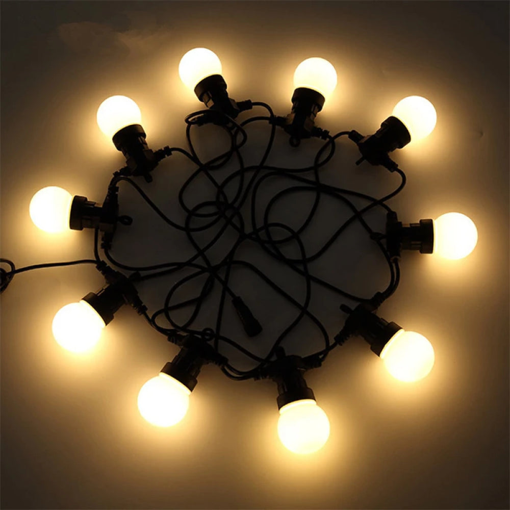 Гірлянда Лампочки 10шт від мережі 10м для вулиці, Xmas + з'єднувач, Теплий білий / Водонепроникна гірлянда