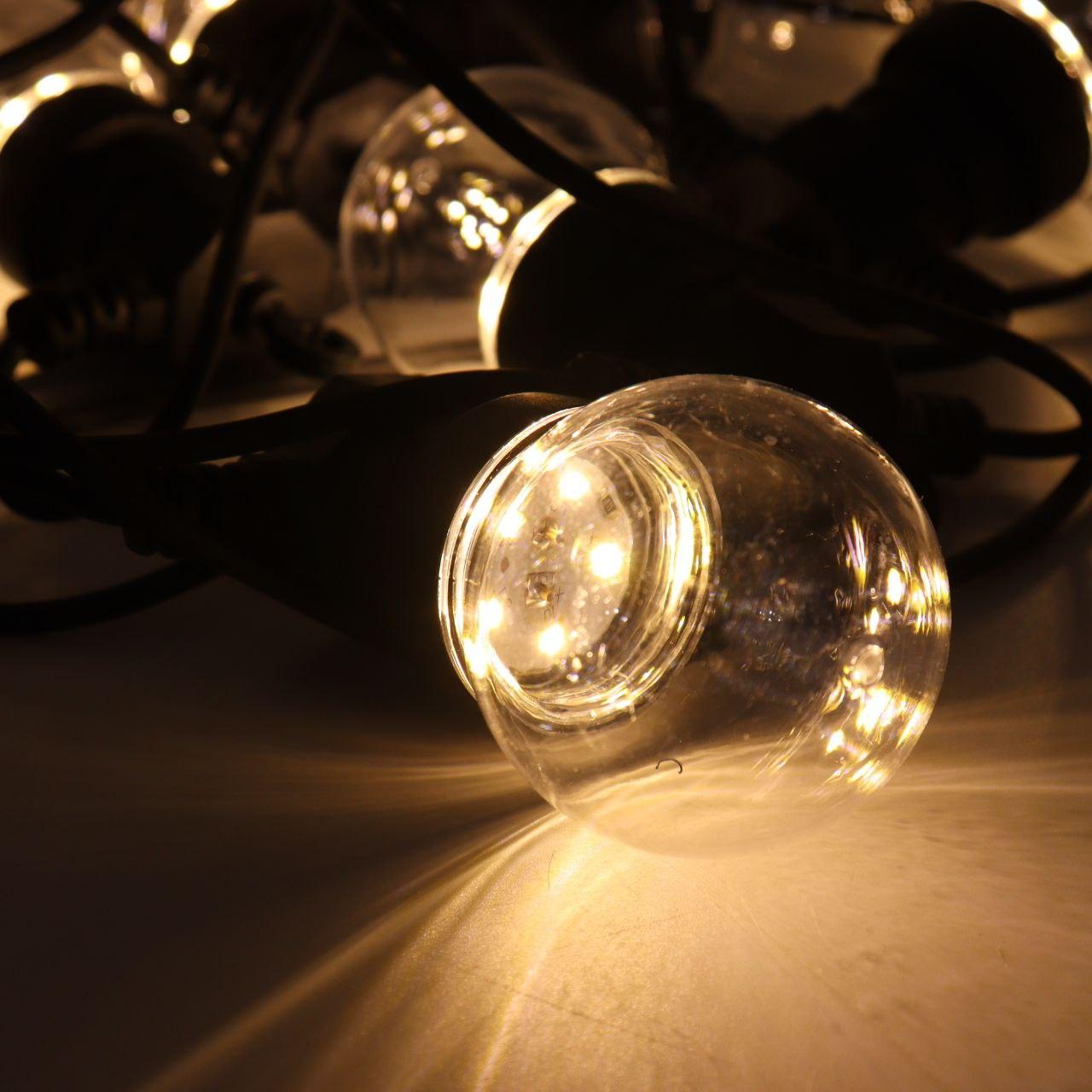 Гірлянда Лампочки 10шт від мережі 10м для вулиці, Xmas + з'єднувач, Теплий білий / Водонепроникна гірлянда