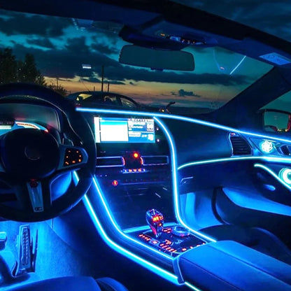 Світлодіодна стрічка для авто 3м, від USB, Синя / Діодна стрічка для автомобіля / Підсвічування для авто
