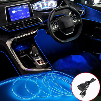 Світлодіодна стрічка для авто 3м, від USB, Синя / Діодна стрічка для автомобіля / Підсвічування для авто