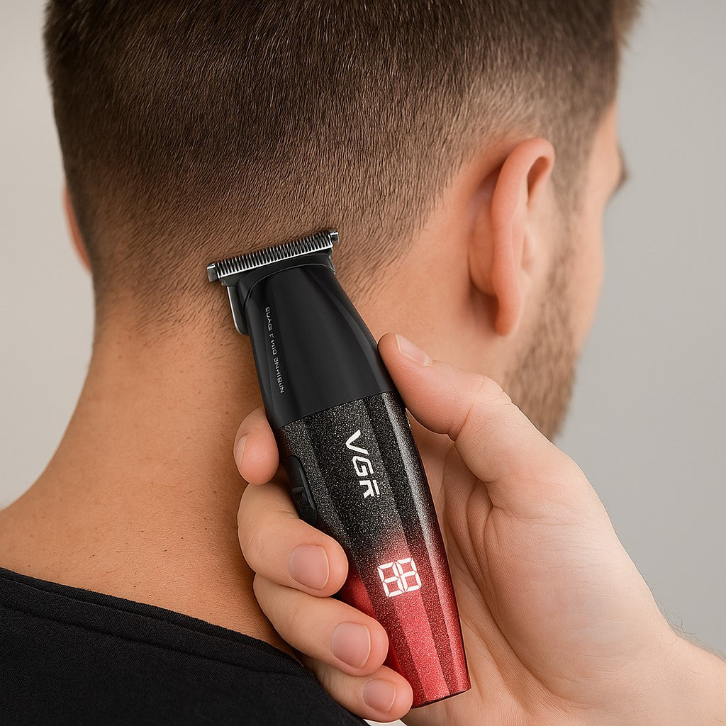 Набір для стрижки 2в1 (9 насадок) від USB, VGR V-640, Червоний / Акумуляторна машинка для стрижки / Тример для стрижки