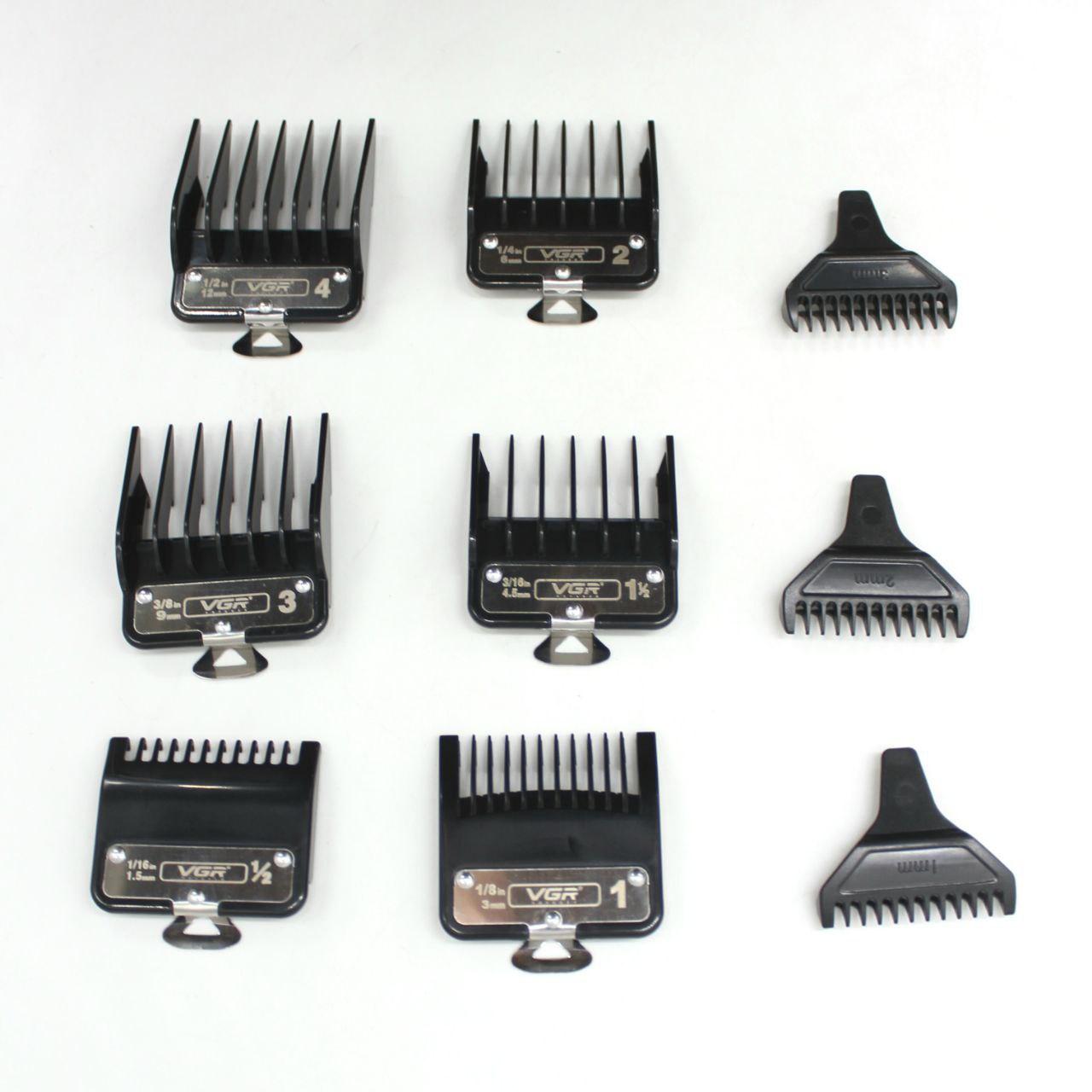 Набір для стрижки 2в1 (9 насадок) від USB, VGR V-640, Червоний / Акумуляторна машинка для стрижки / Тример для стрижки