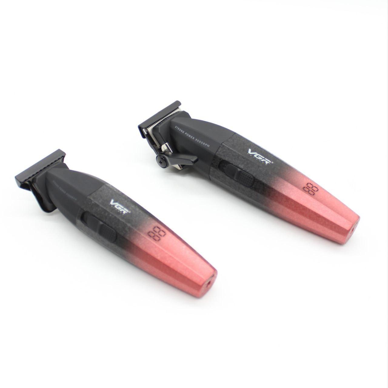 Набір для стрижки 2в1 (9 насадок) від USB, VGR V-640, Червоний / Акумуляторна машинка для стрижки / Тример для стрижки