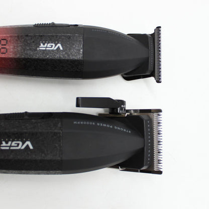 Набір для стрижки 2в1 (9 насадок) від USB, VGR V-640, Червоний / Акумуляторна машинка для стрижки / Тример для стрижки