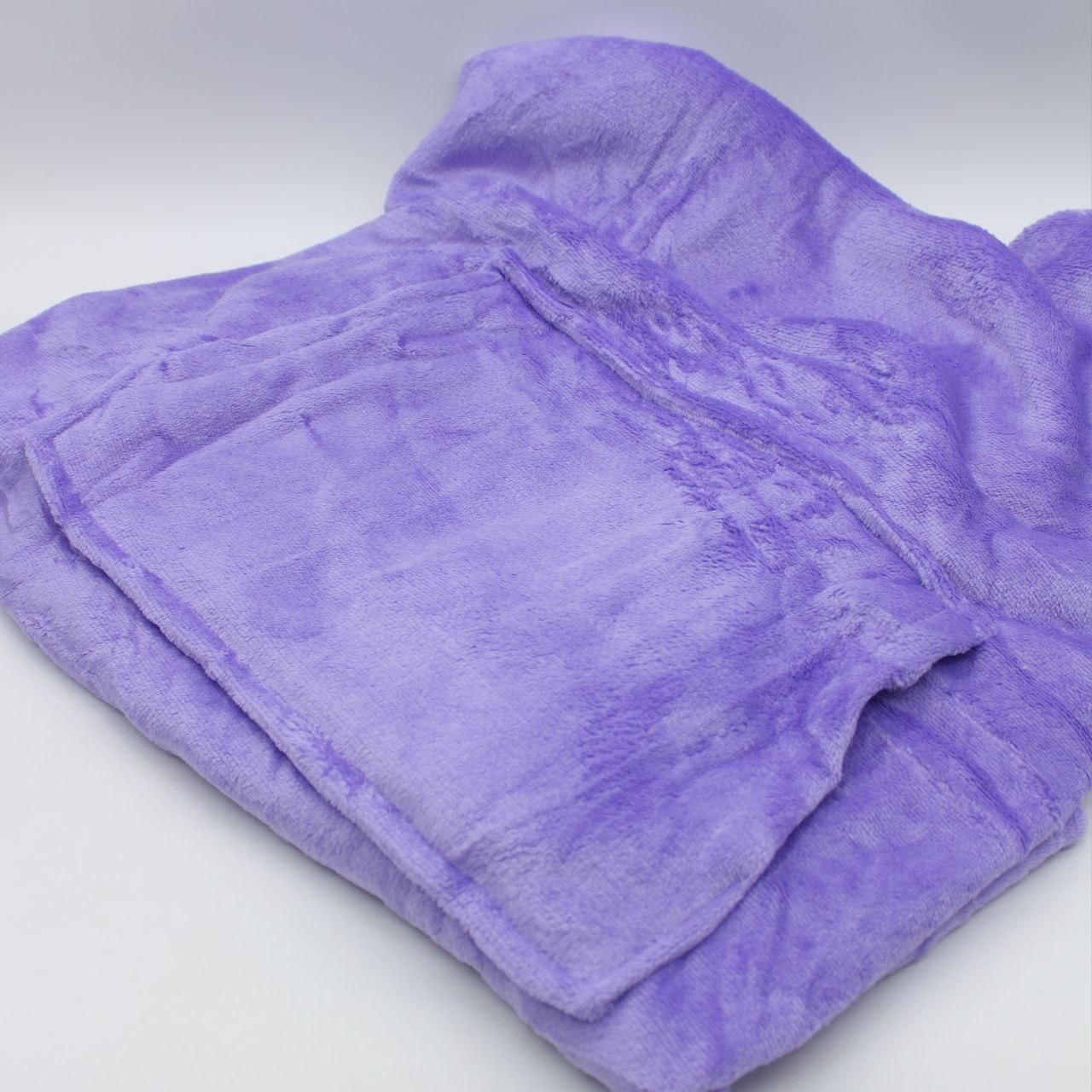 Оверсайз плед-халат з капюшоном 100х80см, Huggle Hoodie, Фіолетовий / Толстовка худі для дому / Плед з рукавами