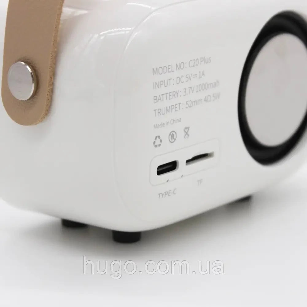 Портативна Bluetooth колонка для караоке з мікрофоном на акумуляторі, Біла / Акустична система для караоке