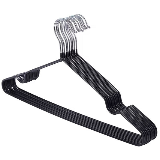 Набір 10шт, Плечики для одягу 40см + силіконове покриття, Чорний / Тремпель для одягу / Вішалка плечики