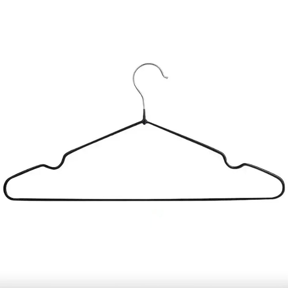 Набір 10шт, Плечики для одягу 40см + силіконове покриття, Чорний / Тремпель для одягу / Вішалка плечики