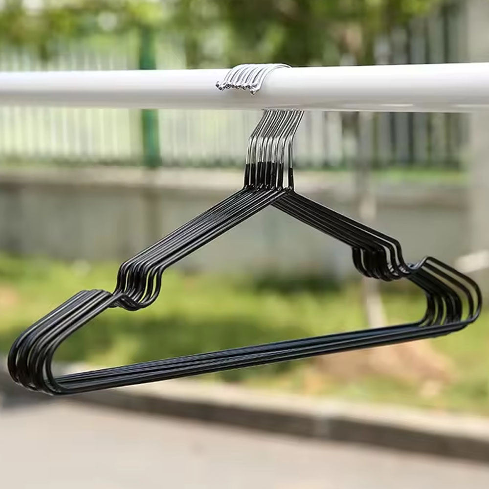 Набір 10шт, Плечики для одягу 40см + силіконове покриття, Чорний / Тремпель для одягу / Вішалка плечики
