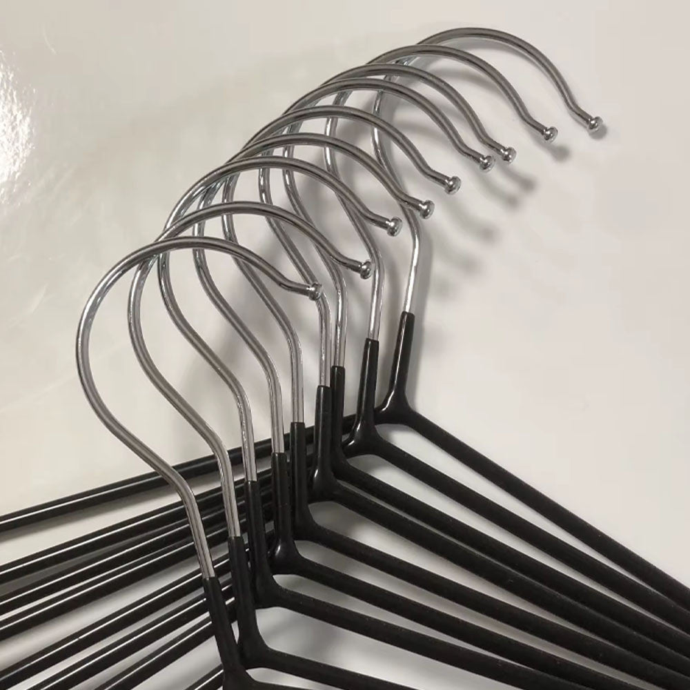 Набір 10шт, Плечики для одягу 40см + силіконове покриття, Чорний / Тремпель для одягу / Вішалка плечики