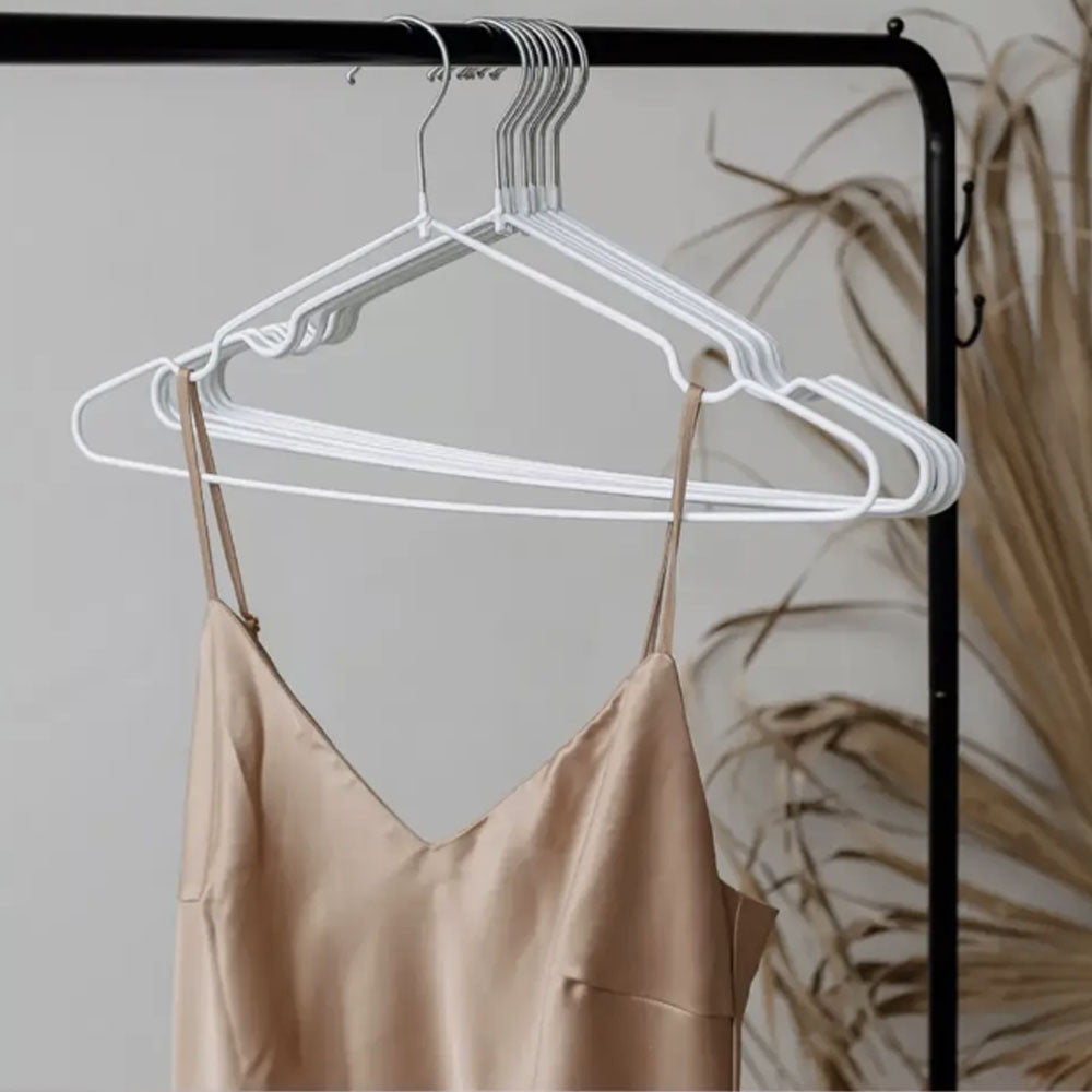 Набір 10шт, Плечики для одягу 40см + силіконове покриття, Білий / Тремпель для одягу / Вішалка плечики