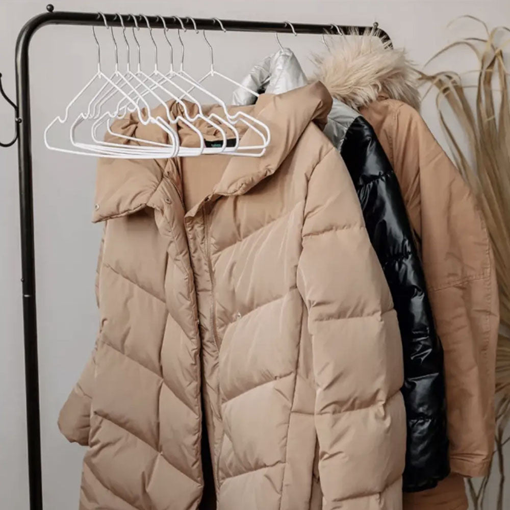 Набір 10шт, Плечики для одягу 40см + силіконове покриття, Білий / Тремпель для одягу / Вішалка плечики