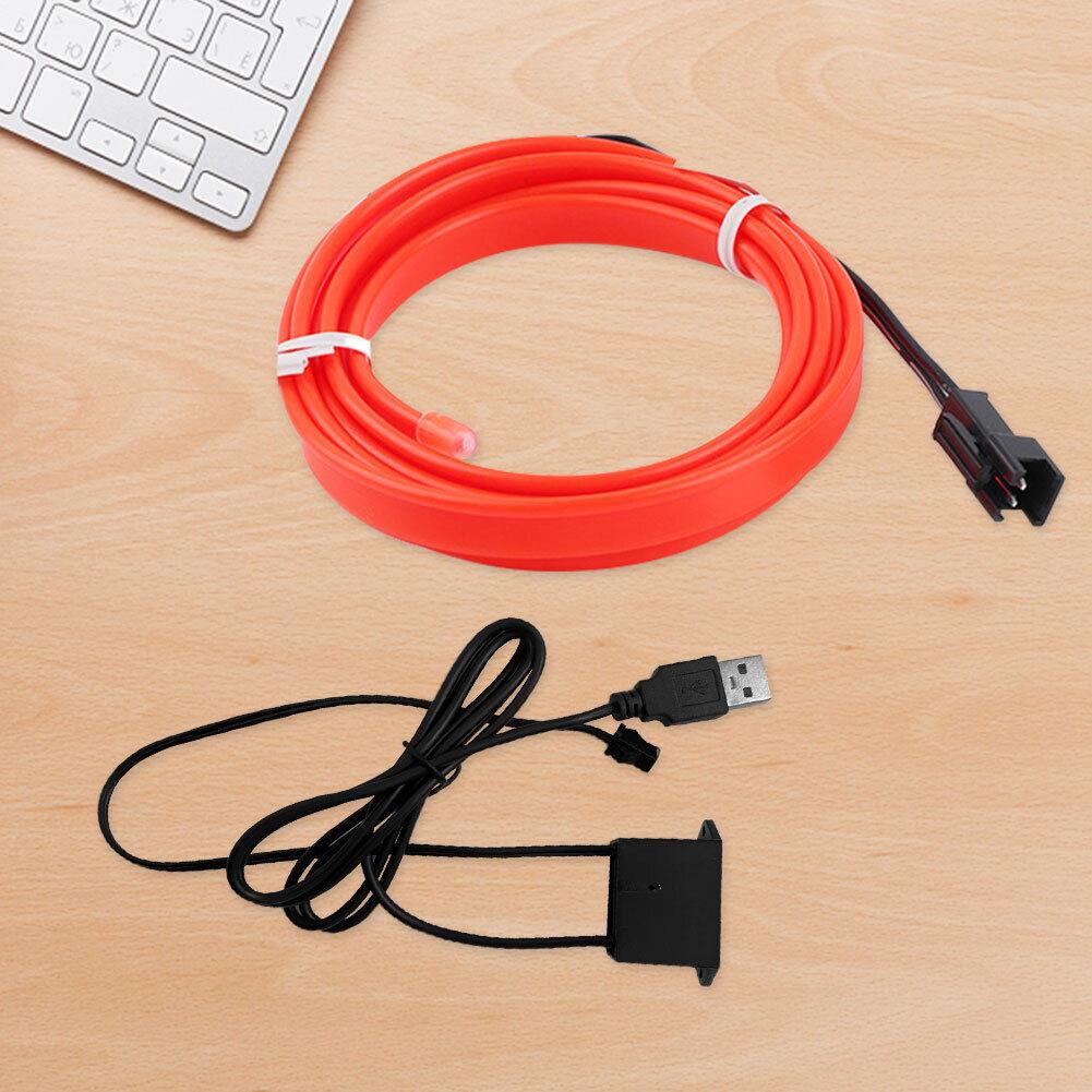 Світлодіодна стрічка для авто 3м, від USB, Червона / Діодна стрічка для автомобіля / Підсвічування для авто