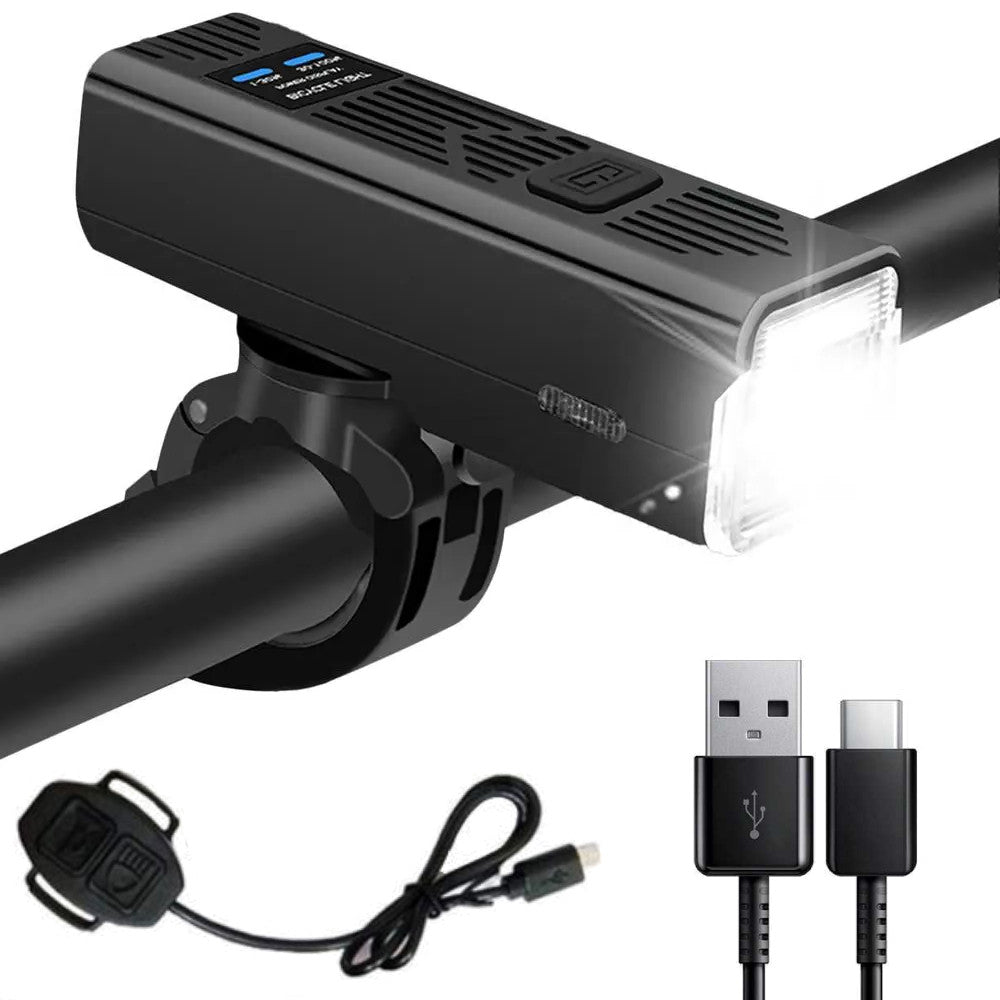 Велофара з сигналом MT-007-T6, від USB + виносна кнопка / Акумуляторна водонепроникна фара на велосипед