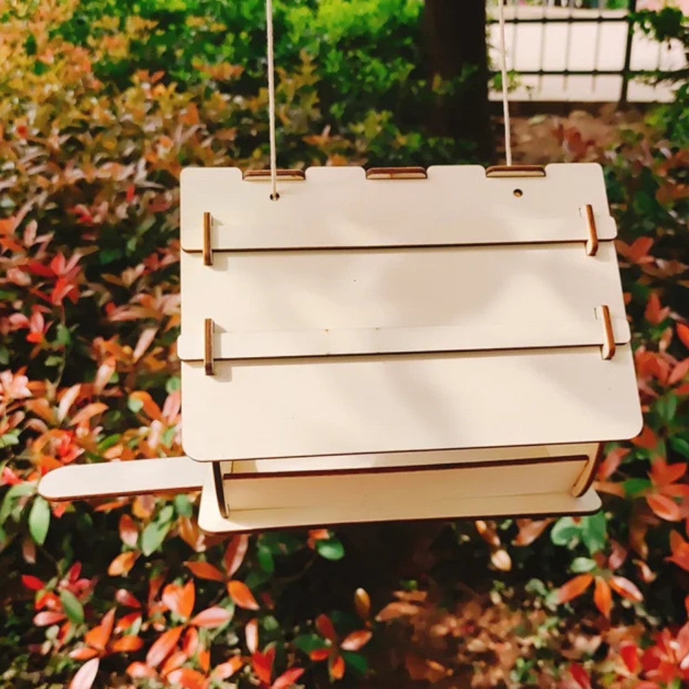 Годівниця для птахів 23х20х20см, з фанери / Вулична підвісна годівниця для пташок / Збірна годівниця