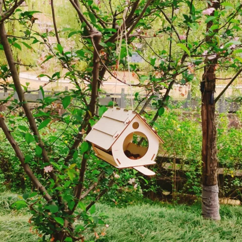 Годівниця для птахів 23х20х20см, з фанери / Вулична підвісна годівниця для пташок / Збірна годівниця