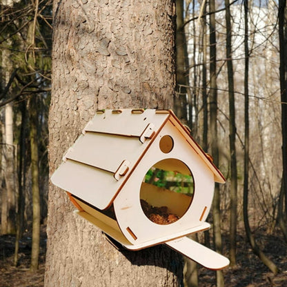 Годівниця для птахів 23х20х20см, з фанери / Вулична підвісна годівниця для пташок / Збірна годівниця