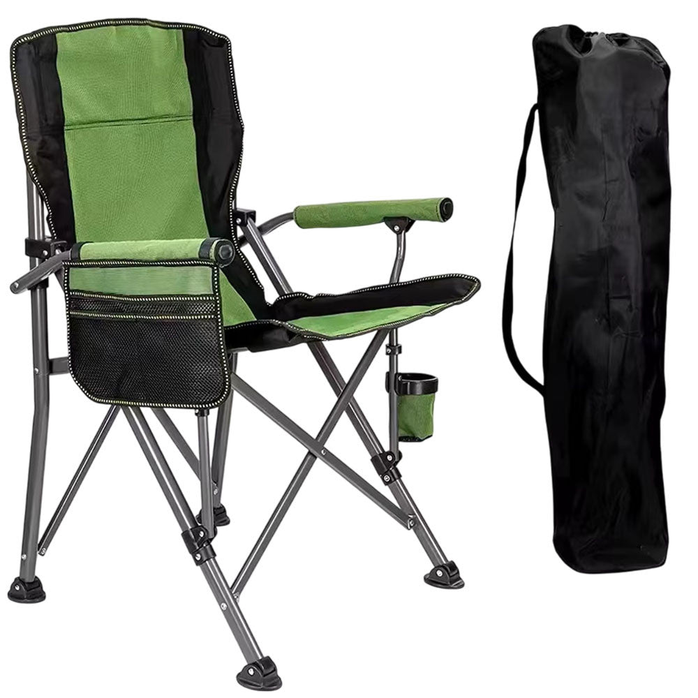 Складаний стілець з підлокітниками (95х60х58 см), HX-64-1, Зелений / Рибальський стілець-крісло / Крісло для пікніка