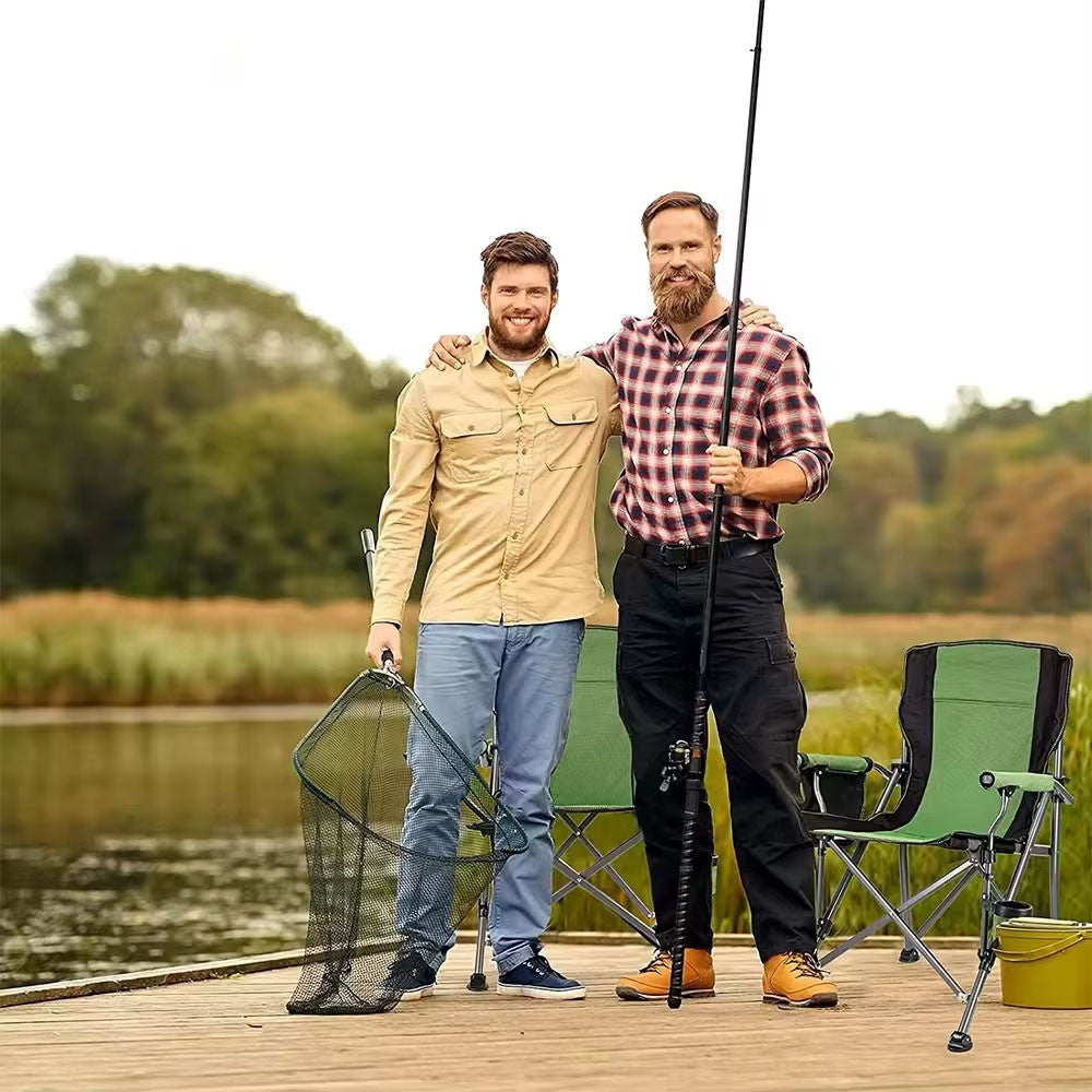 Складаний стілець з підлокітниками (95х60х58 см), HX-64-1, Зелений / Рибальський стілець-крісло / Крісло для пікніка