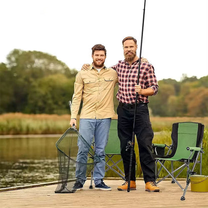 Складаний стілець з підлокітниками (95х60х58 см), HX-64-1, Зелений / Рибальський стілець-крісло / Крісло для пікніка