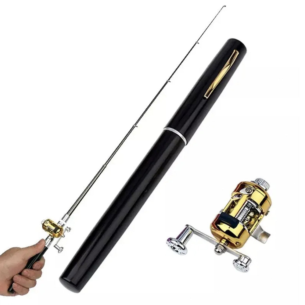 Вудка-ручка з котушкою EL-1220, Чорна / Набір рибалки / Кишенькова міні вудка складна, телескопічна