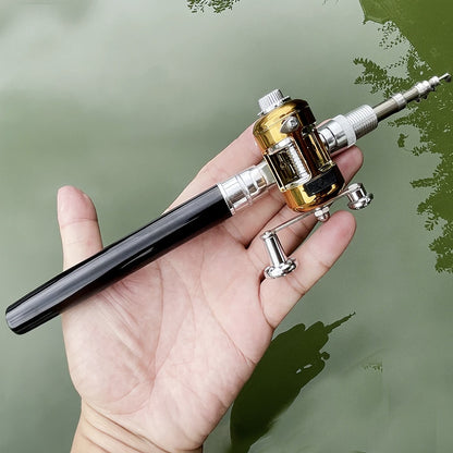 Вудка-ручка з котушкою EL-1220, Чорна / Набір рибалки / Кишенькова міні вудка складна, телескопічна