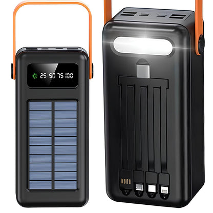Повербанк 100 000 mAh + 4 перехідники (4xUSB) JS-638CX / Потужний Павербанк на сонячній панелі