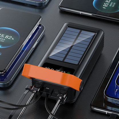 Повербанк 100 000 mAh + 4 перехідники (4xUSB) JS-638CX / Потужний Павербанк на сонячній панелі