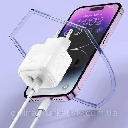 Зарядний пристрій 30W XO L138 (USB + Type-C) / Швидка зарядка для телефону