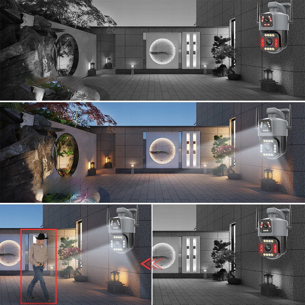 Вулична IP камера з 2 об'єктивами, 8Мп, Qettopo V380 / Вайфай камера відеоспостереження з нічною зйомкою