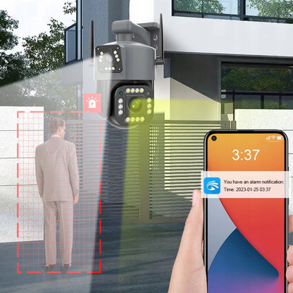 Вулична IP камера з 2 об'єктивами, 8Мп, Qettopo V380 / Вайфай камера відеоспостереження з нічною зйомкою