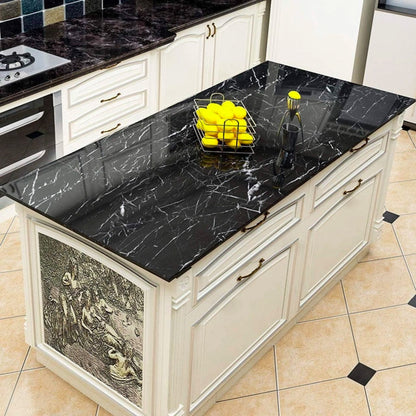 Самоклеюча плівка 5м чорний мармур для кухні Kitchen Sticker / Мармурова наклейка на кухонний фартух