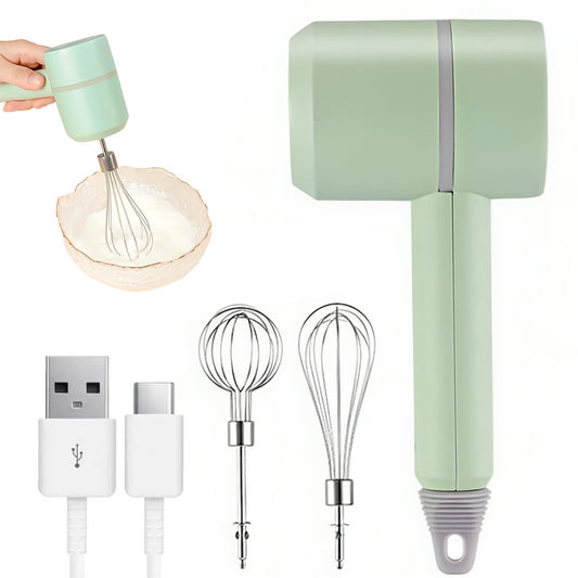 Акумуляторний міксер з 2 насадками Portable mixer, від USB, Зелений / Ручний міксер / Бездротовий міксер