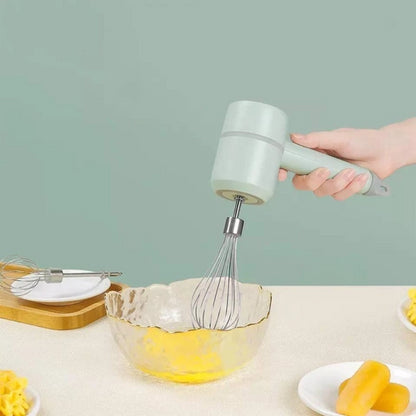 Акумуляторний міксер з 2 насадками Portable mixer, від USB, Зелений / Ручний міксер / Бездротовий міксер