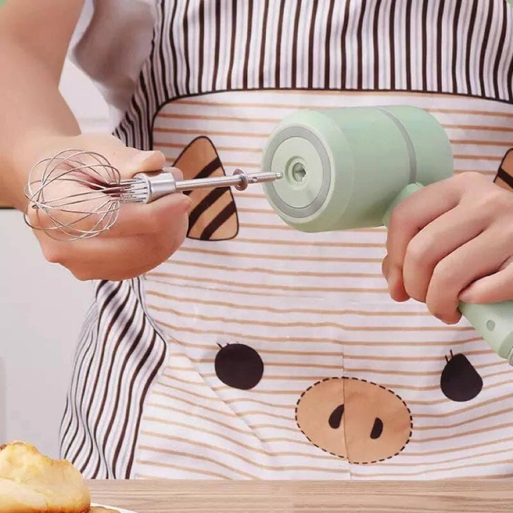 Акумуляторний міксер з 2 насадками Portable mixer, від USB, Зелений / Ручний міксер / Бездротовий міксер