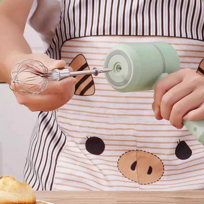 Акумуляторний міксер з 2 насадками Portable mixer, від USB, Зелений / Ручний міксер / Бездротовий міксер