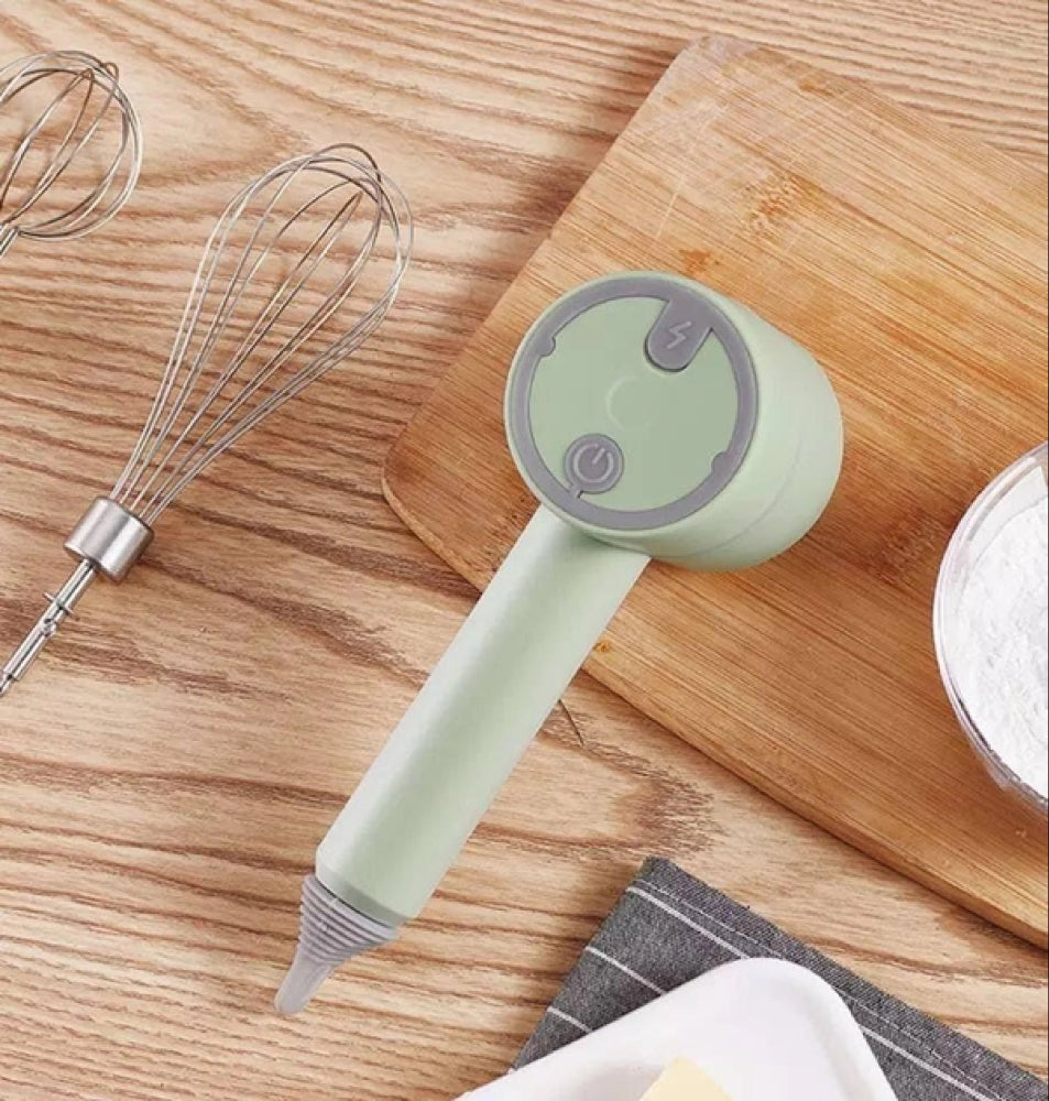 Акумуляторний міксер з 2 насадками Portable mixer, від USB, Зелений / Ручний міксер / Бездротовий міксер