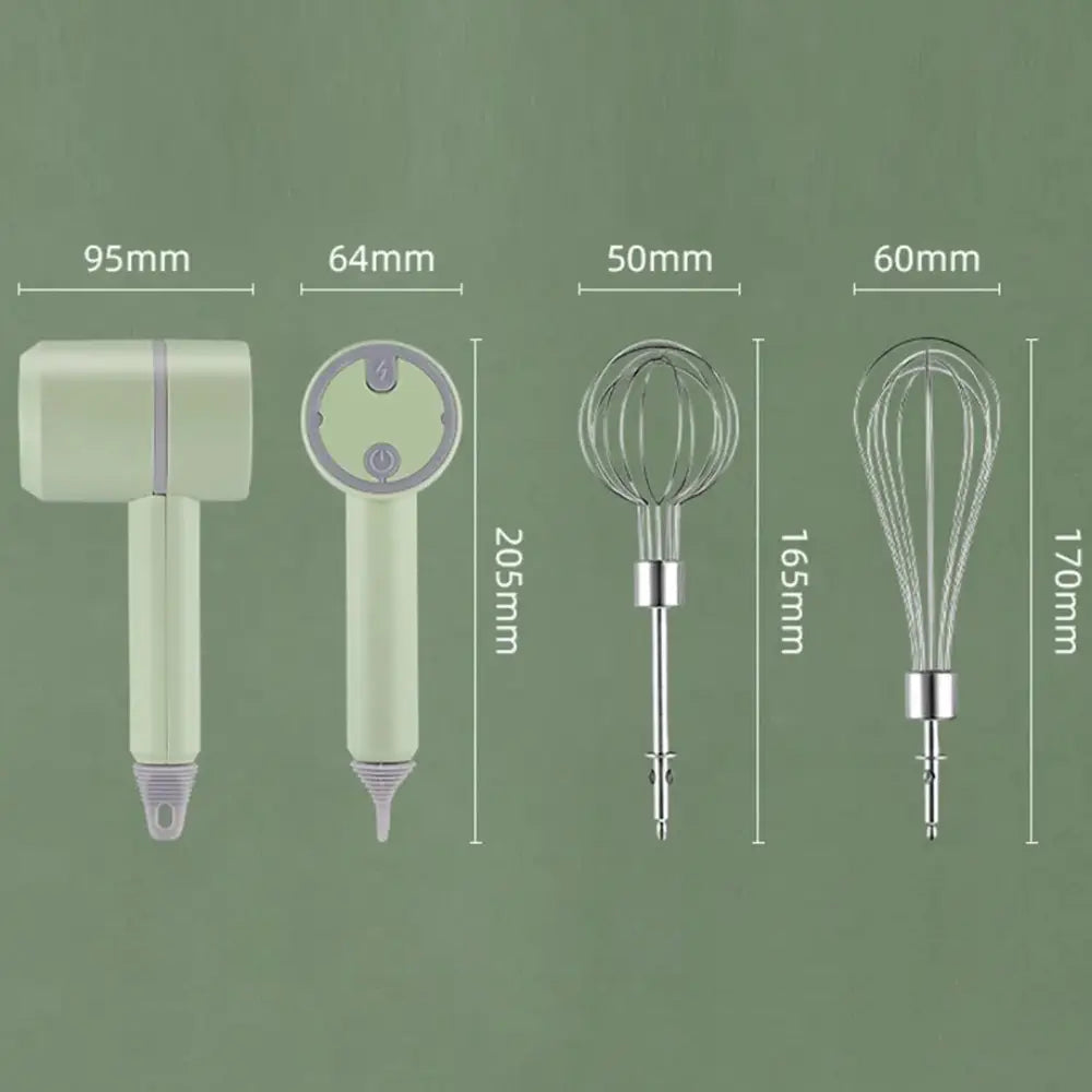 Акумуляторний міксер з 2 насадками Portable mixer, від USB, Зелений / Ручний міксер / Бездротовий міксер