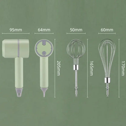 Акумуляторний міксер з 2 насадками Portable mixer, від USB, Зелений / Ручний міксер / Бездротовий міксер