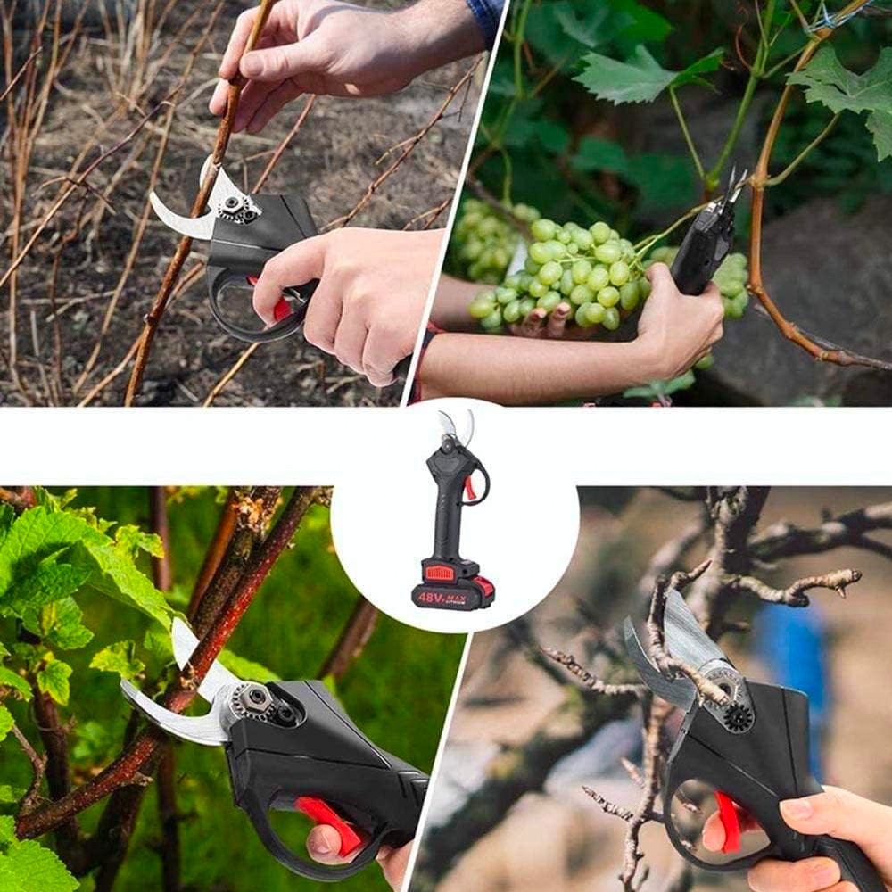 Секатор електричний 48V на 2 акумулятори в валізі / Акумуляторні садові ножиці / Електросекатор