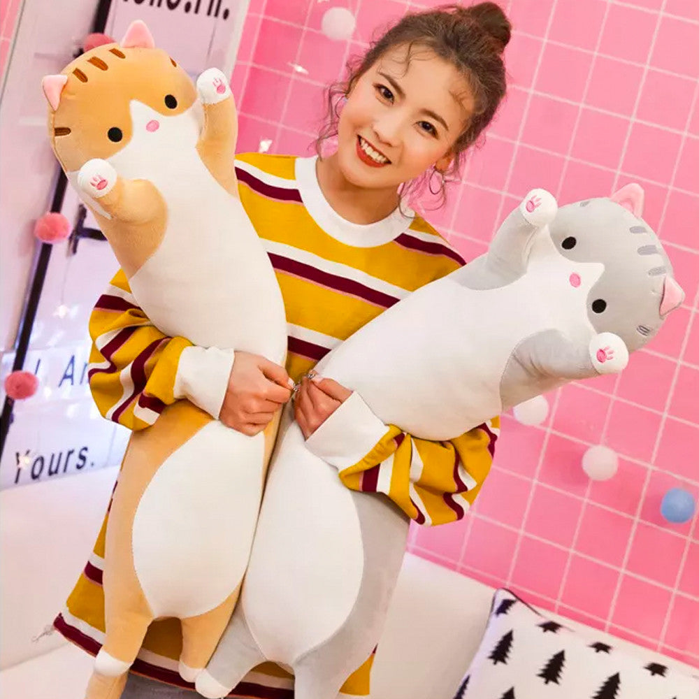 М'яка іграшка-подушка Кіт Батон 90 см, EL-2117-7, Коричневий / Іграшка дитяча обіймашка довгий кіт