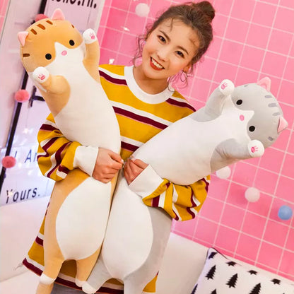 М'яка іграшка-подушка Кіт Батон 90 см, EL-2117-7, Коричневий / Іграшка дитяча обіймашка довгий кіт