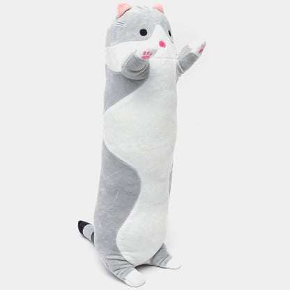 М'яка іграшка-подушка Кіт Батон 90 см, EL-2117-7, Сірий / Іграшка дитяча обіймашка довгий кіт