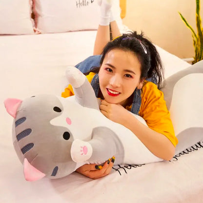 М'яка іграшка-подушка Кіт Батон 90 см, EL-2117-7, Сірий / Іграшка дитяча обіймашка довгий кіт